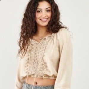 NWT Crop Top With Crochet Detailing